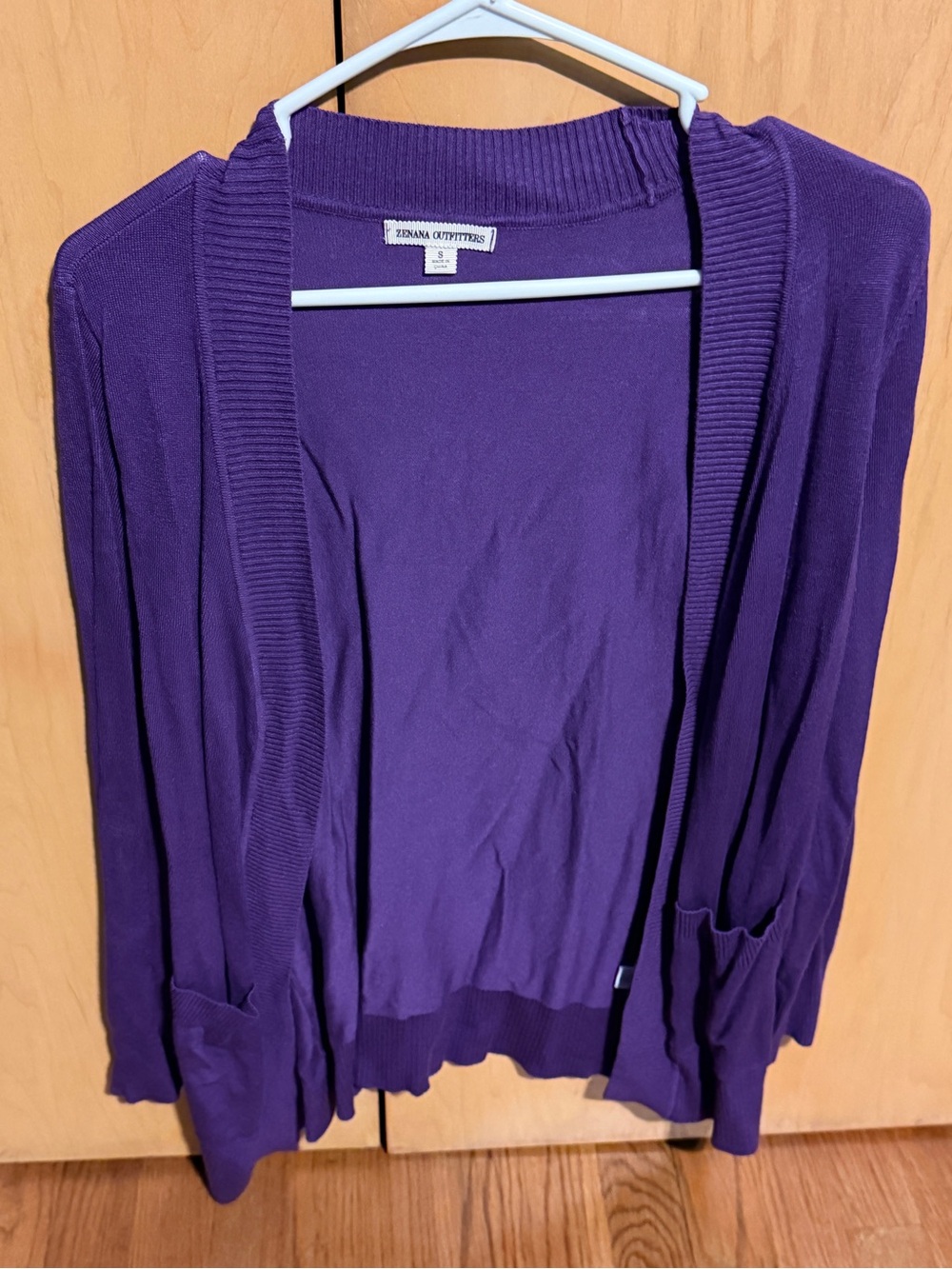 Zenana Outfitters Deep Purple Open-Front Women's Cardigan Size Small
